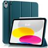 MoKo Cover per iPad (A16) 11a/10a Gen. (2025/2022), Blu Verde Scuro | Cover Protettiva Sottile a Tre Pieghe Supporto, Caso Smart Folio con Retro TPU Morbido Touch ID Sveglia/Sonno