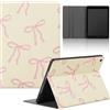 Stradvnaly Tablet Cover per iPad 9/8/7 10,2 Modell 2021/2020/2019, 9,/8,/7, Generation,Carino Cartoon Fiocco Rosa Bianco Sporco Cover con Funzione Pelle PU Holder Flip con Antiurto Protezione Case