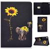 CaseFun Custodia per Samsung Galaxy Tab S6 Lite 10.4 P610/P615 Cover in Pelle PU Protettiva Case con Sonno/Sveglia la Funzione Fiore Elefante