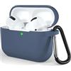 Generic Custodia protettiva in silicone per AirPods Pro/AirPods Pro 2, custodia di ricarica wireless antiurto con moschettone, custodia morbida e sottile antipolvere per AirPods Pro/AirPods Pro 2, blu navy