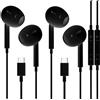 AEAOA Confezione da 2 Auricolari USB C, [MFi Certified] In-Ear Wired Earphones for Apple iPhone 17/16/15 Pro/Pro Max/Plus, Samsung Galaxy, Earbuds Wired with HiFi Audio Stereo Microphone (Nero)