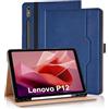 Vkooer Custodia per Lenovo Tab P12 12.7 pollici 2023 Cover Protettiva Pelle PU con Auto Svegliati/Sonno e Supporto Funzione Flip Tasca Case - Blu