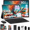 Dghrti 10 Pollici Tablet 30GB+128GB, 8000mAh, Android 15, FHD IPS, Processore Octa-Core, Certificazione GMS/ Widevine L1/ Controllo Parentale, Corpo in Metallo Tablets PC con Tastiera, Mouse -Nero classico