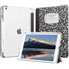 MoKo Cover per iPad 9a/8a/7a Generazione 10,2 Pollici con Portapenna | Custodia per iPad 10,2 2021/2020/2019, Trifold Sottile Leggera Cover con Retro PC Rigido Trasparente, Libro di Composizione