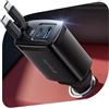 Lamicall 4-IN-1 Caricatore Auto USB C, 87W Caricatore Accendisigari 12V/24V | 2 Cavi Retrattili Type-C, Display di Tensione, 180°Pieghevole, Adattatore Accendisigari con Porta USB-C/A, per iPhone/Android