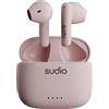 Sudio A1 rosa, auricolari con Bluetooth, Touch Control con base di ricarica wireless compatta IPX4, cuffie silenziose con microfono integrato, audio Premium Crystal Sound
