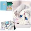 CASAFUNY Custodia per iPad 9.7 2018 6a Generazione/2017 iPad 5a Generazione,iPad Air 2 / iPad Air 1 Custodia Protettiva Magnetica Cover con TPU Copertura, Gatto bianco