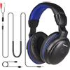 SIMOLIO Cuffie con cavo extra lungo per TV con volume amplificato e dialogo chiaro, cavo a bobina lungo 5,5 m, cuffie over-ear cablate per TV per anziani con controllo del volume e clip, 40 ore di