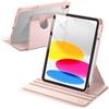 JETech Custodia Girevole per iPad (A16) 11ª/10ª Gen, Rosa Sabbia | Per 2025/2022 Modello, Cover Supporto Rotante 360°, Retro Trasparente, Porta Pencil, Protezione Completa