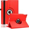 Xsltkby Custodia per iPad 10.2 9a / 8a / 7a Generazione (2021 2020 2019) - 360 Gradi di Rotante Cover Protettiva Case con Funzione di Auto Svegliati/Sonno (Red)