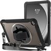 ProCase Cover Galaxy Tab A9+ Plus 11 Pollici 2023 SM-X210/X216/X218, Rugged Custodia Protettiva Antiurto con Cavalletto Rotante 360, Cinturino a Mano e Tracolla -Nero