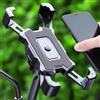 Generic Supporto per telefono da moto nero - Supporto per telefono da bici con blocco a 4 artigli, supporto anti-shake per manubrio per iPhone e Android