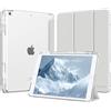 MoKo Cover per iPad 9a/8a/7a Generazione 10,2 Pollici con Portapenna | Custodia per iPad 10,2 2021/2020/2019, Trifold Sottile Leggera Cover con Retro PC Rigido Trasparente, Grigio Chiaro