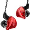 Yinyoo CCZ - Auricolari da gioco cablati a chicco di caffè, con driver 1DD, monitor in-ear con bassi audio, cuffie plug in da 3,5 mm con comode pinne per gaming, PC, computer portatili (rosso, con microfono)