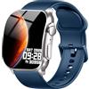 Poounur smartwatch con grande display da 2.01 pollici, chiamate Bluetooth, 100+ sport, IP68 impermeabile, cardiofrequenzimetro, monitor del sonno, per iOS Android