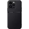Kepuch Cover per iPhone 14 Pro - Custodia Case Piastra Metallica Incorporata Litchi Grano - Nero
