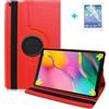 ARECY® - Custodia per Samsung Galaxy Tab A 10.5 2018, rotazione a 360 gradi, in pelle PU, con funzione leggio, per tablet e display da 10,5 pollici, colore: Rosso