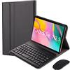 QYiD Custodia con Tastiera e Mouse per Galaxy Tab S5e 2019 SM-T720/T725/T727, Slim Lightweight Leather Stand Cover with Detachable Wireless Keyboard for Galaxy Tab S5e 10.5 Pollici, Nero
