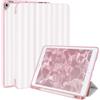 Vozehui Custodia a righe rosa da 10,2/10,5 pollici per iPad 9/8/7th e Air 3rd/Pro 10.5 con portapenne, antiurto Tri-fold Stand Cover protettiva con Sleep Wake