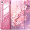 INFILAND Custodia per Samsung Galaxy Tab S10 Lite/S10 FE/ S9 FE 5G 10,9 pollici/Tab S9 11 pollici con S Portapenne,Glitterata con Retro Trasparente Scintillante,Adatta Bambini,Ragazze (Rosa floreale)