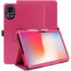 INSOLKIDON Compatibile con Tec-last T70 14-INCH Tablet Custodia protettiva in pelle Cover con Funzione di Supporto, Auto Svegliati/Sonno,Cover Protezione in PU Pelle (Rosa rossa)