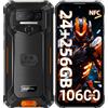 OUKITEL WP23 Plus Rugged Smartphone 24GB+256GB/1TB, 10600mAh Telefono, NFC | 6.52 Telefono Indistruttibile 2026, Android 15 Celluare Antiurto, 13MP Cellulare Impermeabile, Dual SIM/GPS/OTG, Arancione