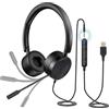 ITEK Cuffia PC con Microfono Cuffie USB/3.5 mm Cancellazione del Rumore & Suono Stereo Nitido Auricolare Business per Skype Zoom MS Teams, Call Center
