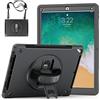 GUPENAA Custodia per iPad PRO 12,9 Pollici 2a Generazione 2017 e 1a Generazione 2015, Supporto Girevole 360°, Cover Protettiva TPU Resistente Robusta con Porta Penna+Maniglia+Tracolla,Nero