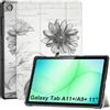 CoBak Cover per Samsung Galaxy Tab A11+ Plus 11 Pollici 2025/A9+ Plus 2023, Custodia in Pelle PU con Retro Trasparente, Smart Cover con Chiusura Magnetica e Multi-Angolo di Visione, Girasole a matita