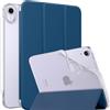 MoKo Cover per iPad mini 7a(A17 Pro)/6a 8,3 2024/2021, Blu Mare Scuro | iPad Cover in TPU e Pelle PU Semi-Trasparente Sostegno Supporto Sottile con Morbido TPU Cover con Auto Svegliati/Sonno