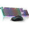 MageGee GK970 - Tastiera da gioco e mouse, tastiera retroilluminata cablata e mouse da gioco nero, tastiere per PC e mouse con sensibilità regolabile, per laptop/Mac (nero)