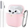 Generic Custodia per AirPods 4 (2024), custodia protettiva in morbido silicone per Apple AirPods 4a generazione, custodia da donna e uomo, con portachiavi e kit di pulizia, rosa