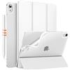 MoKo Cover per iPad Air 11 Pollici (M4/M3/M2 2026/2025/2024), Bianco | iPad Cover in TPU e Pelle PU Semi-Trasparente Sostegno Supporto Sottile con Morbido TPU Cover con Auto Svegliati/Sonno