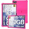 Generic Custodia in silicone per tablet DOOGEE T40Pro da 12 pollici con copertura completa, antiurto, antigraffio, supporto regolabile e cover in morbido silicone, rosa