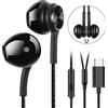 GUUVOR Cuffie USB C, Auricolari Sportivi Magnetici, Cuffie In-Ear Tipo C con Microfono, Isolamento Acustico, per iPhone 15 Pro Max, iPad Pro, Huawei, Samsung, Xiaomi con Interfaccia Type C - Nero