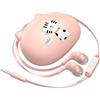 UKCOCO 3.5 mm Ecouteur Enfant Filaire : Ecouteurs Filaire Rose Écouteurs Stéréo avec Microphone avec Étui De Rangement pour Chat Mignon pour Prise Jack 3. 5 mm