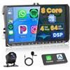 Ohradio 8Core Autoradio Android per VW Golf V VI/Polo/Passat B6/SEAT Leon | 8 Core/4G+64G/9 Zoll/Wireless CarPlay Android Auto GPS 59UI DSP SWC Radio FM/RDS WiFi+Retrocamera+MIC