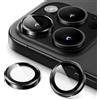 Generic Protezione per fotocamera con anello in metallo per iPhone 16 Pro/iPhone 16 Pro Max HD, in vetro temperato, copertura protettiva per obiettivo singolo, nero