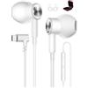 ACOCOBUY Auricolari USB C Cuffie Angolare 90 Gradi per Samsung A17/A16/S26 | HiFi Stereo Magnetico Auricolari cablati Tipo C Cuffie con microfono per iPhone 18 Pro 17 16 per Pixel 10a per Mi 17T bianco