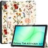CoBak Cover per Samsung Galaxy Tab A11+ Plus 11 Pollici 2025/A9+ Plus 2023, Custodia in Pelle PU con Retro Trasparente, Smart Cover con Chiusura Magnetica e Multi-Angolo di Visione, Fiori classici