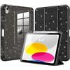 MoKo Brillante Cover per iPad (A16) 11/ 10a Gen. 10,9,Nero Glitterato | Cover Protettiva PU-Leder Dreifach Falt Klapp Schutzhülle Con Portapenne Supporto Glitterata con Trasparente Brillante