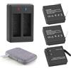 GeeKam 3 x 1350mAh Batteria & Caricatore per AKASO Brave 7LE (Non con Brave 7) | Compatibile con XTU S3/S6, WOLFANG GA400/GA420/GA460, Rollei 6s Plus/8s Plus/9s Plus/10s Plus/11s Plus, Surfola SF630