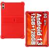 AKNICI Custodia Silicone per YESTEL T13 Tablet 10 Pollici/SEBBE S22 Tablet 10 Pollici, Protettiva Cover con Supporto Integrato per YESTEL T13 / SEBBE S22, Rosso