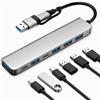 VINDENI Hub USB C, 7 in 1 Adattatore USBC, 4K 30HZ Docking Station USB C | USB Hub, 4× USB 2.0, 1× USB 3.0, 2 x Porte Dati USBC, Compatibile con MacBook, XPS, PC, Dell, Windows