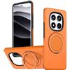 Generic Custodia magnetica per Xiaomi Redmi Note 14/14 Pro/14 Pro Plus/15/15 Pro/15 Pro Plus 5G, cavalletto girevole a 360°, custodia antiurto con supporto magnetico per auto (arancione, Note 15 5G)