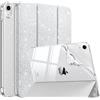 MoKo Cover per iPad (A16) 11a Gen./10a Gen. 2025/2022, Glitter Argento | per iPad Cover in TPU e Pelle PU Semi-Trasparente Sostegno Supporto Sottile con Morbido TPU Cover con Auto Svegliati/Sonno