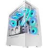 Mars Gaming MC-ULT, Case Gaming Custom XXL E-ATX, Doppio Vetro Temperato Senza Cornice a 90° + Porta Laterale, Supporto Completo Raffreddamento a Liquido, Design Doppia Camera Verticale, Bianco