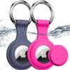 Joremx per AirTag Portachiavi, 2 Pack (Rosa fucsia+Grigio) | Impermeabile IPX8, Silicone Porta per AirTag di 1ª e 2ª Gen, Segnale Inalterato, Attaccare a Chiavi/Valigie/Collari per Cani