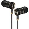 GAMURRY Auricolari,Cuffie ad alta Definizione, isolamento acustico, ottimi bassi progettati per iPhone, iPod, iPad, lettori MP3, Samsung Galaxy, Nokia, HTC, exc. (Nero e oro)