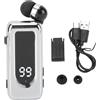 Asixxsix Auricolare Stereo Wireless per Cuffie, Auricolare Bluetooth con Cavo Retrattile, Clip per Microfono con Cancellazione del Rumore Sull'Auricolare, Vivavoce con Clip per (SILVER)